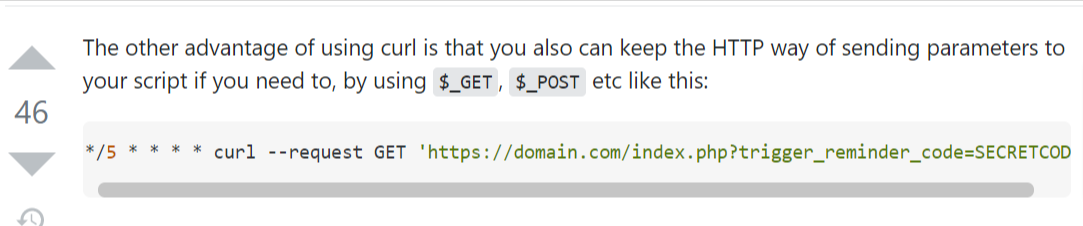 Cron job setup example