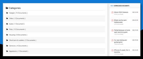 Categories table layout